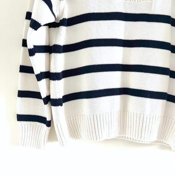 New Zara Striped Half-Zip Cotton Sweater Size M - Picture 9 of 12